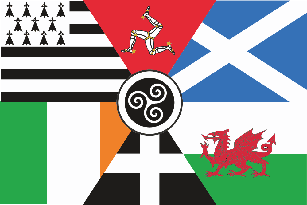 inter-celtic flag with triskelion